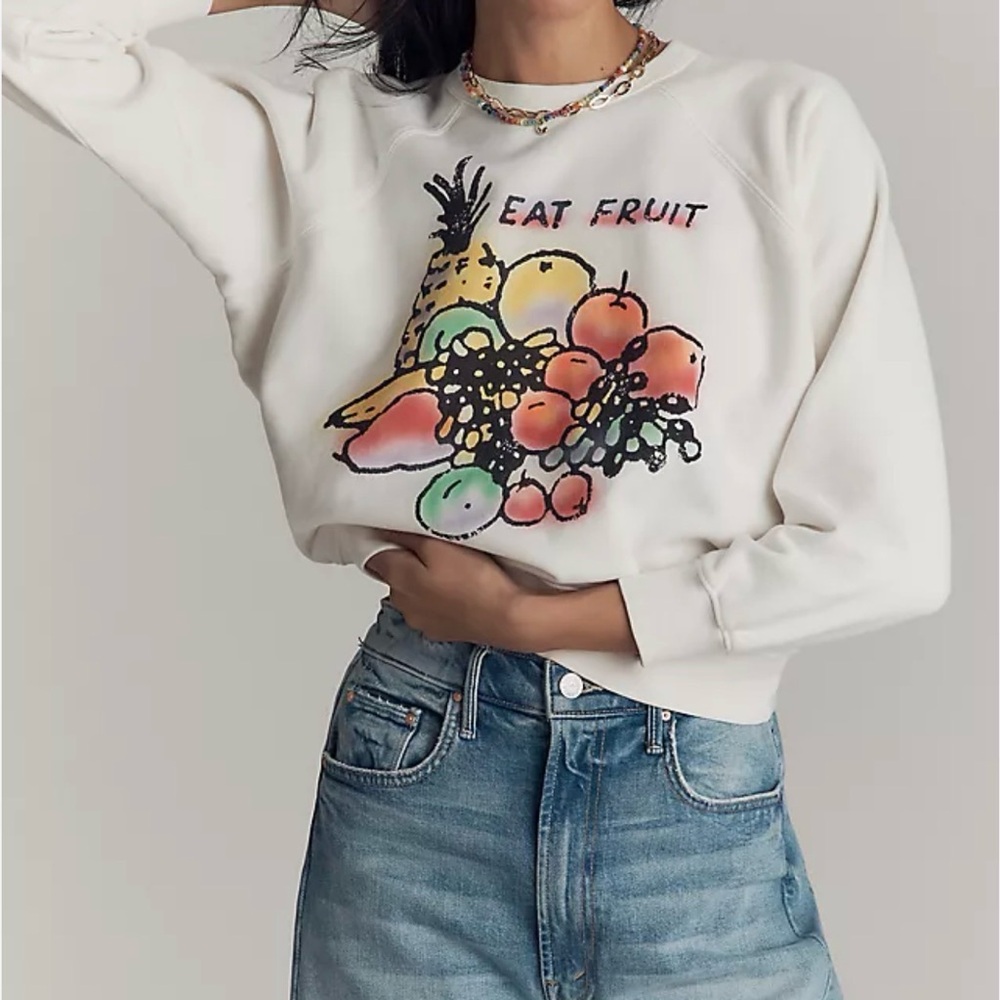 NEW NWT MOTHER The Concert Crew-Neck Graphic Sweatshirt size M